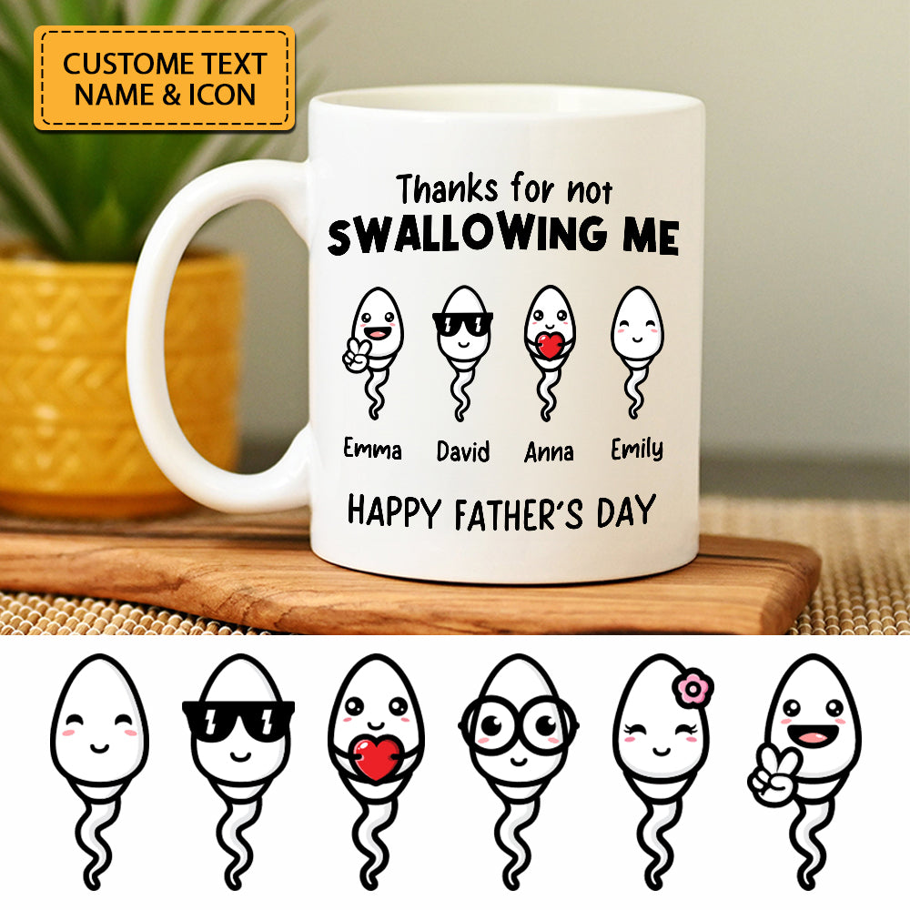 Thanks For Not Swallowing Me - Custom Kid And Text, Personalized White Mug