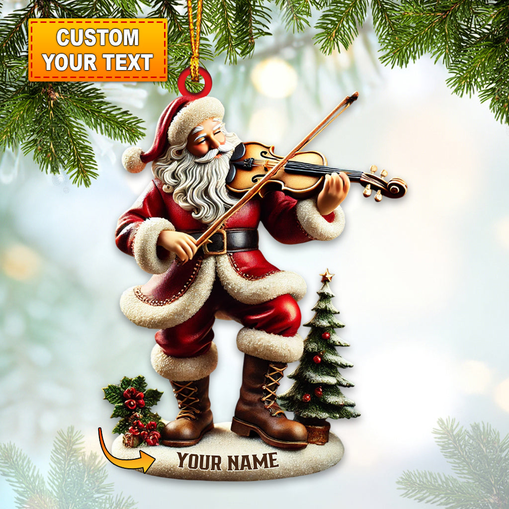 Santa Violin Christmas Ornament, Personalized Ornament