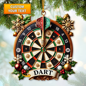 Custom Name Dart Ornament, Christmas Gift for Dart Player