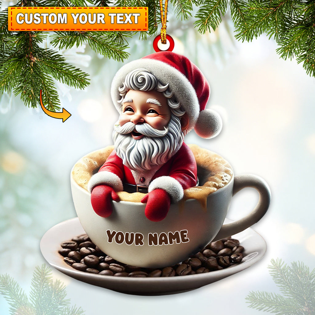 Coffee Santa Christmas Home Decor Christmas Ornament, Personalized Ornament