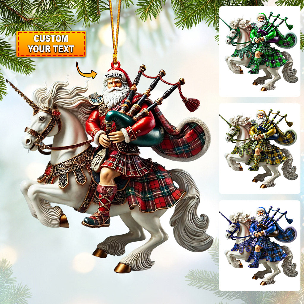 Santa Rider On Horseback Christmas Ornament, Personalized Ornament