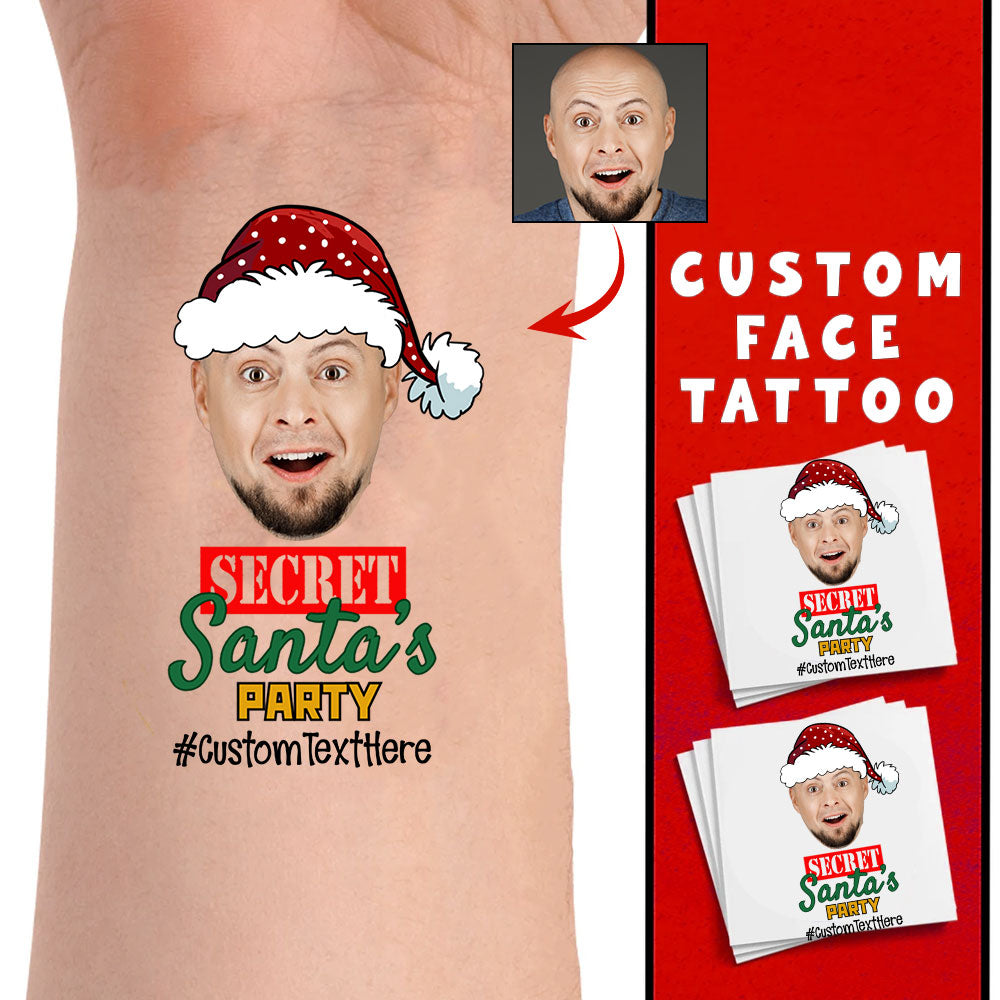 Santa's Party, Custom Photo And Text Temporary Tattoo, Personalized Tattoo, Fake Tattoo