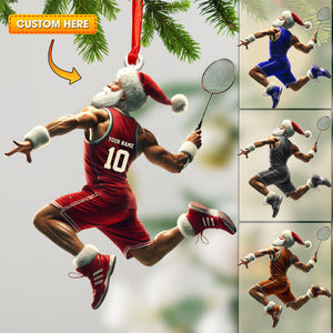 Custom Badminton Santa Ornament, Personalized Ornament