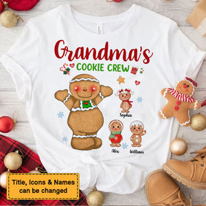 Grandma's Cookie Crew Grandkids, Custom Appearance And Names - Personalized T-Shirt - Gift For Family