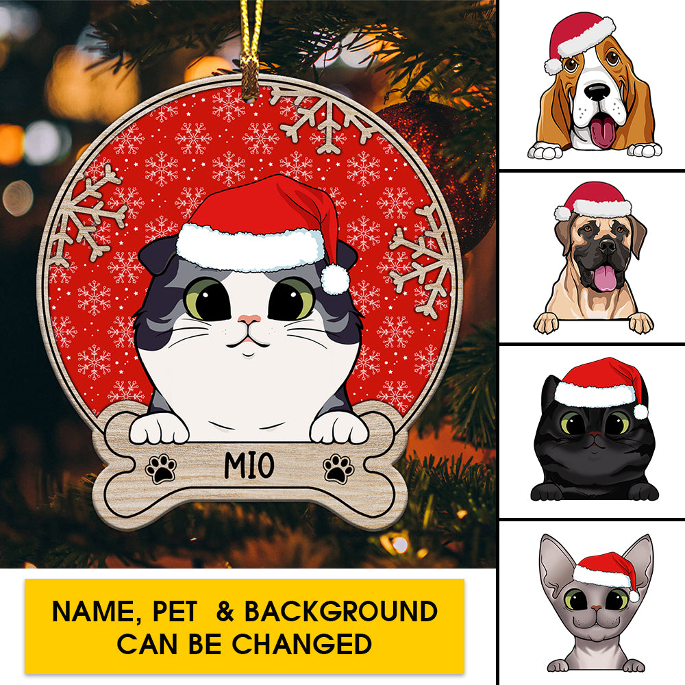 Cute Dog Cat  - Custom Pet And Name, Personalized Acrylic Ornament - Gift For Pet Lover