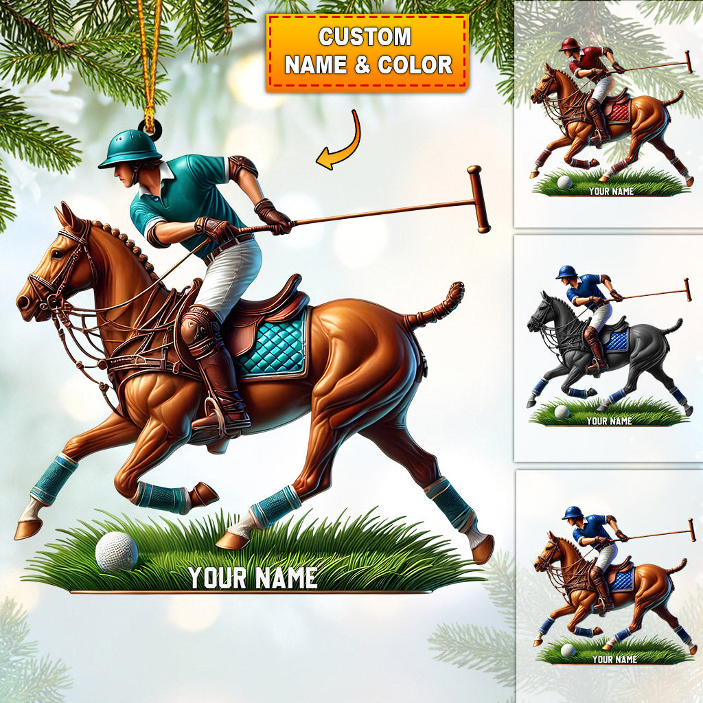 Polo Player Decor Christmas Ornament, Personalized Ornament