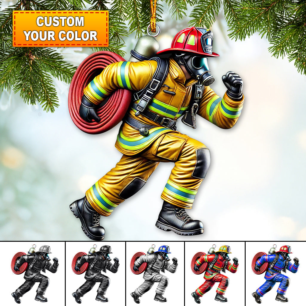 Custom Color Firefighter Ornament, Firefighter Christmas Gift