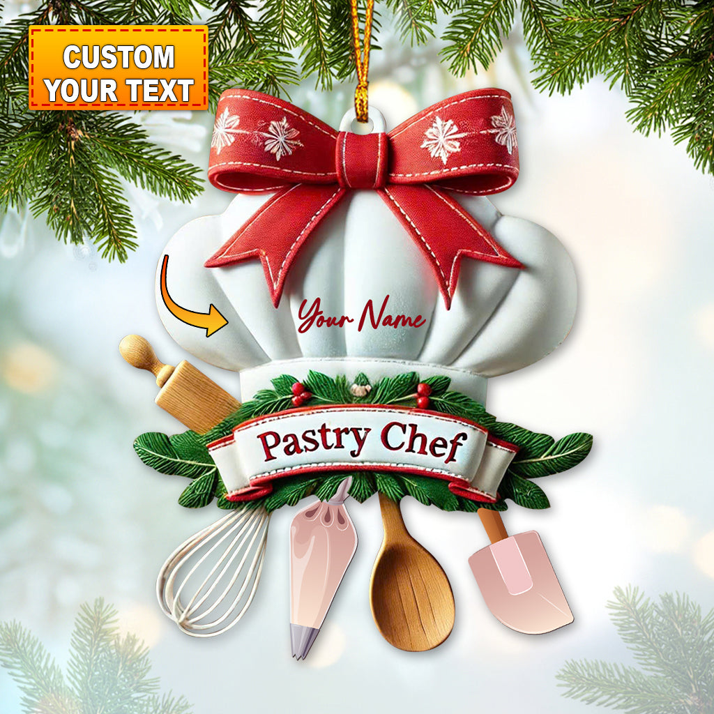 Custom Name Ornament, Chef Hat Christmas