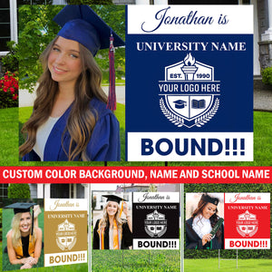 Congrats Custom Background, Logo, Photo And Texts - Personalized Lawn Sign, Yard Sign, Graduation Gift