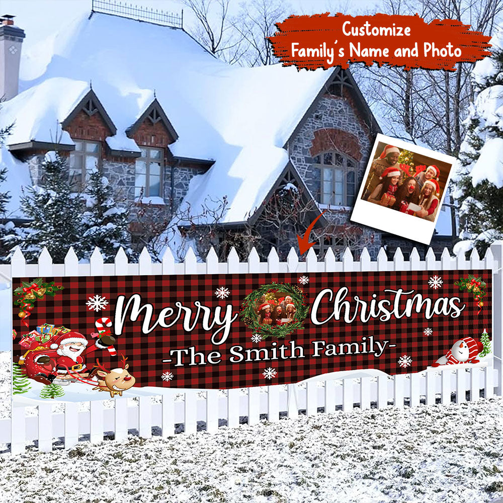 Merry Christmas - Personalized Xmas Door Banner - Home Decoration Gifts, Gift For Family