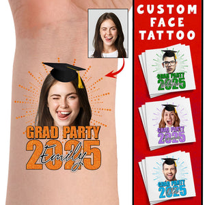 Graduation Tattoo Gift Custom Photo And Text Temporary Tattoo, Personalized Tattoo, Fake Tattoo