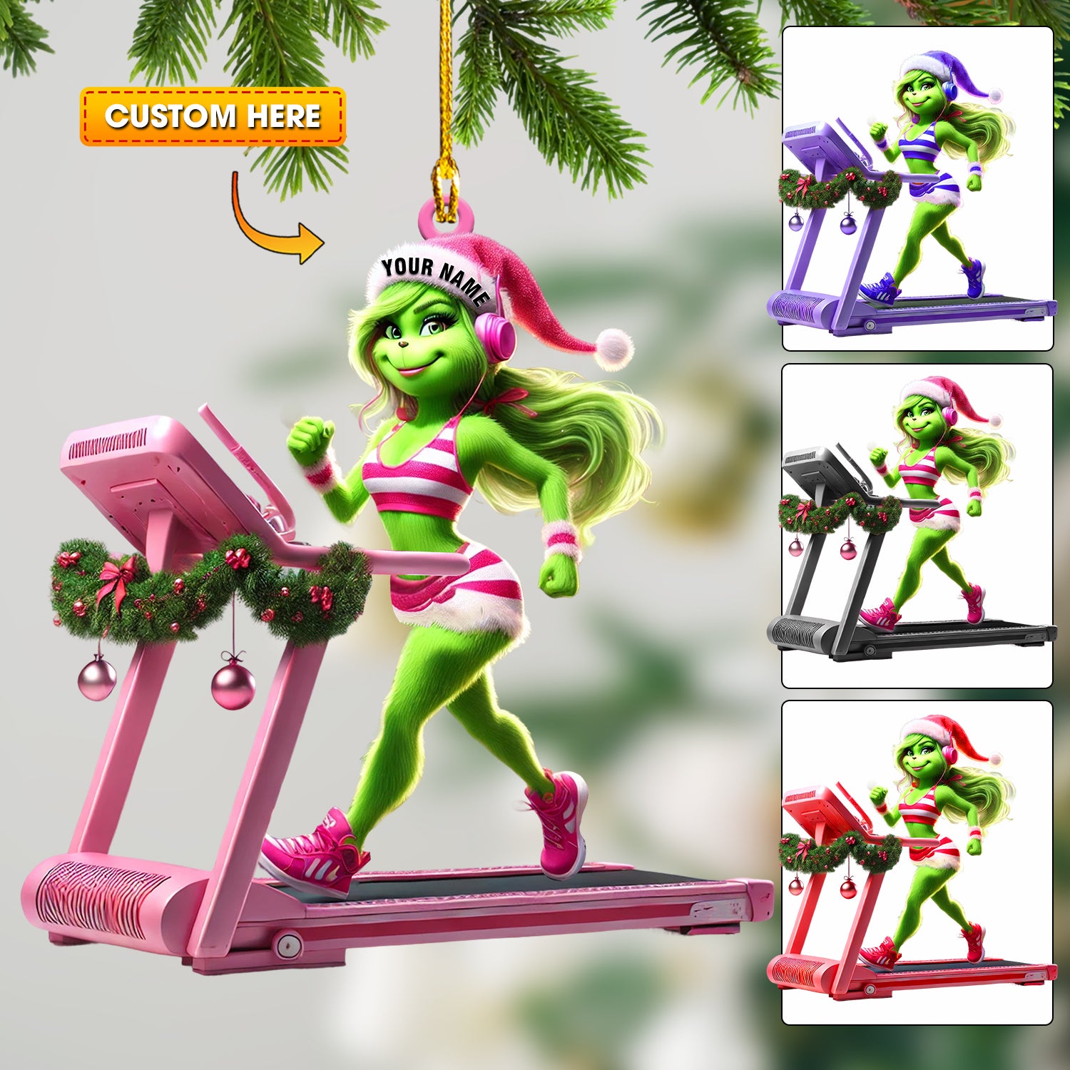 ELF Treadmill Decor Christmas Ornament, Personalized Ornament