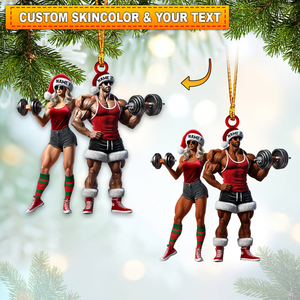 Couple Dumbbell Push Home Decor Christmas Ornament, Personalized Ornament