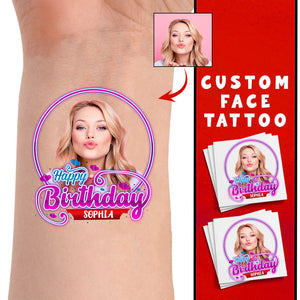 Party Tattoo For Birthday, Custom Photo And Texts Temporary Tattoo, Personalized Tattoo, Fake Tattoo