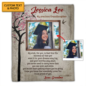 My Precious I'm So Proud Of You, Personalized Photo And Texts - Personalized Fleece Blanket, Graduation Gift