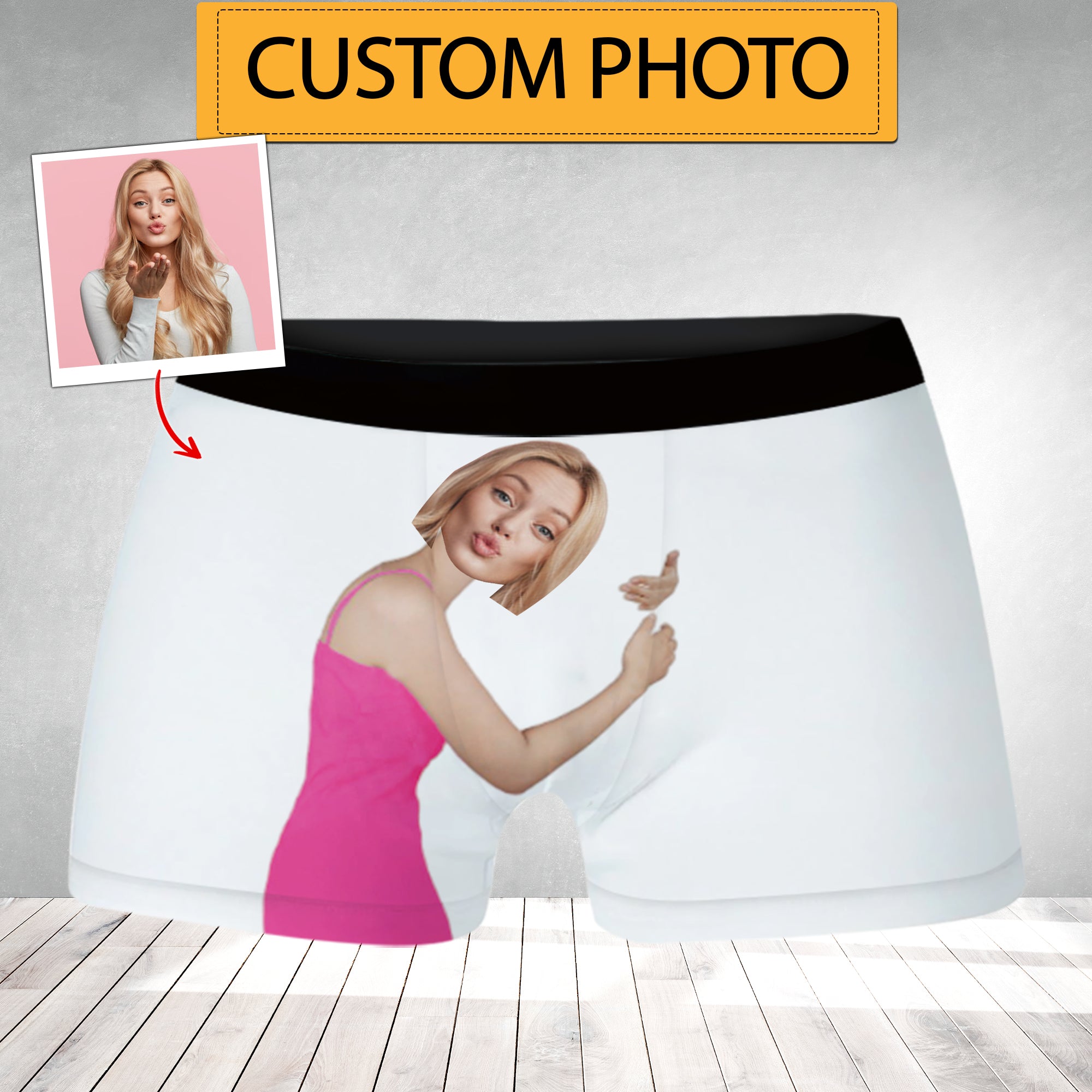 Custom Head Photo, Personalized Boxer Shorts - Gift For Family, Couple Gift