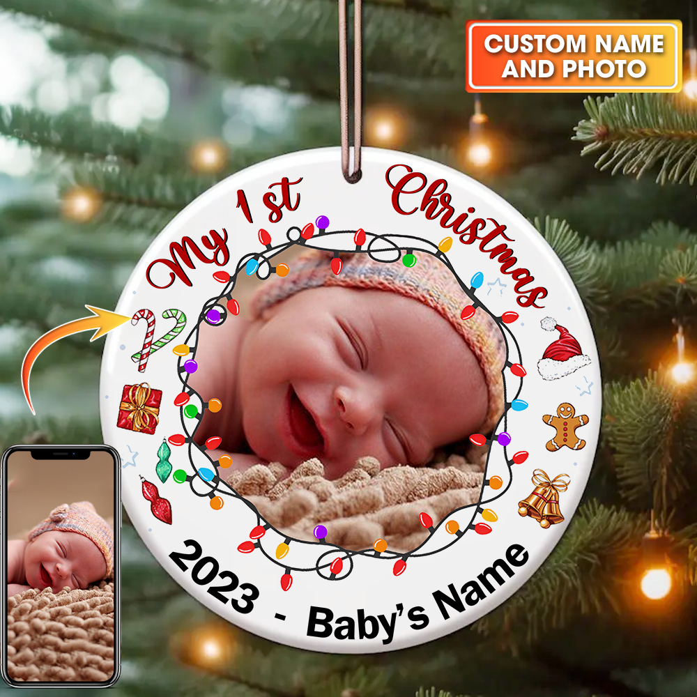 Baby Newborn My First Christmas - Personalized Christmas Ceramic Ornament - Gift For Family