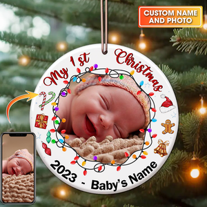 Baby Newborn My First Christmas - Personalized Christmas Ceramic Ornament - Gift For Family