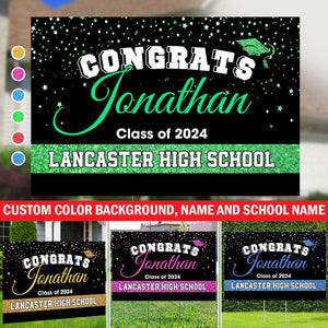 Congrats Class Of 2024 Custom Background And Texts - Personalized Lawn Sign, Yard Sign, Graduation Gift