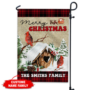 Merry Christmas House - Custom Family Name Flag - Christmas Gift, Gift For Family