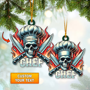 Custom Name Ornament, Skull Chef