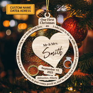 Our First Christmas As Mr. & Mrs. Personalized Ornament - Christmas Gift For Couple - Custom Shaker Ornament