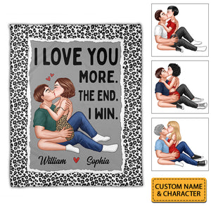 I Love You More The End I Win - Custom Appearances And Names - Personalized Fleece Blanket, Gift For Family, Couple Gift