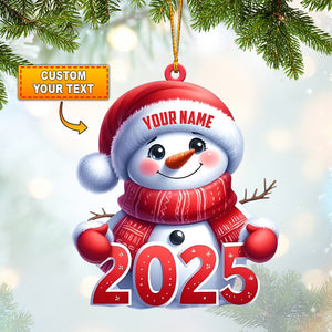 Cute Snowman 2025 Christmas Ornament, Personalized Ornament