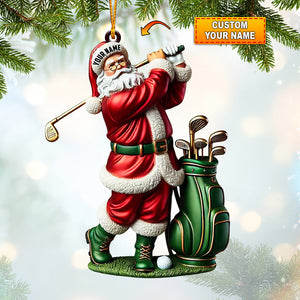 Santa Golf Player Christmas Ornament, Personalized Ornament