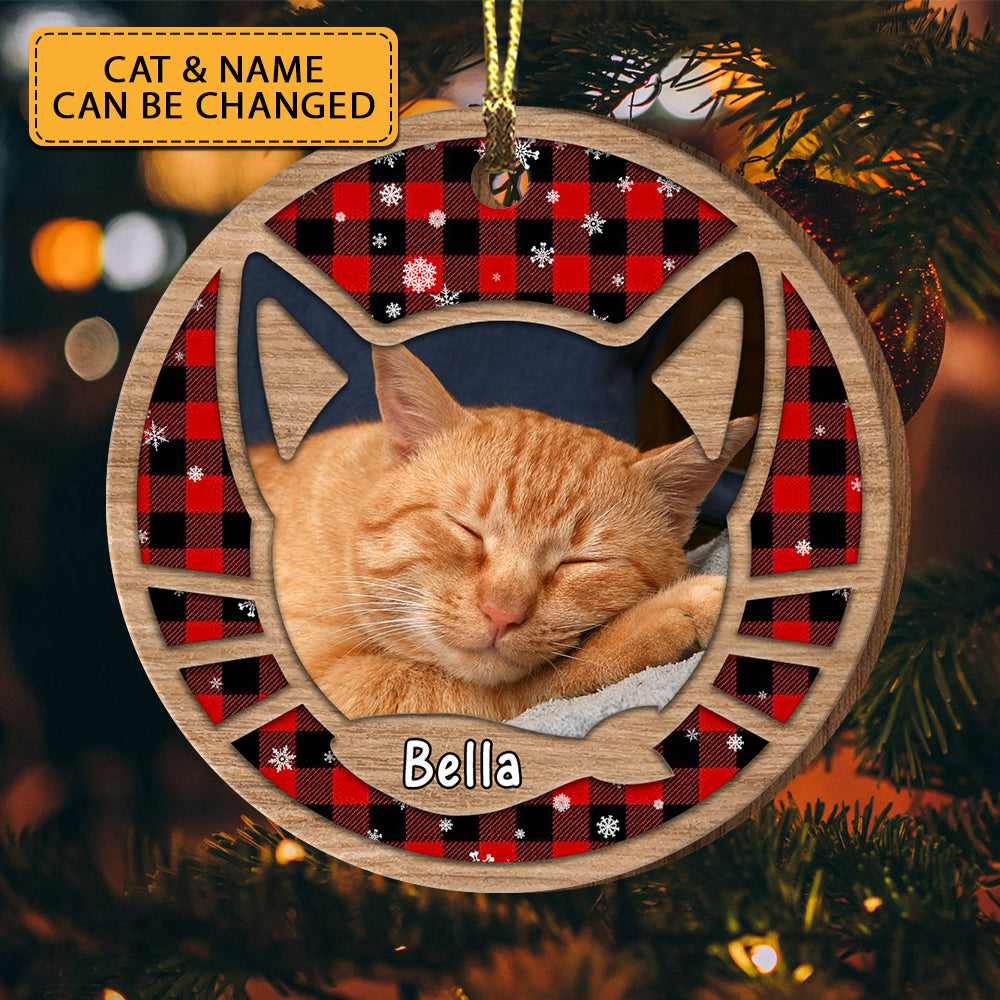 Merry Christmas - Personalized Photo Wooden Ornament - Gift For Pet Lover