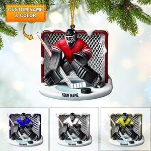 Hockey Goal Keeper Christmas Ornament, Personalized Ornament