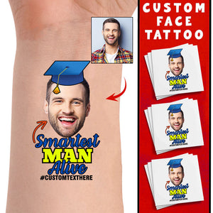 Smartest Man Alive Tattoo Gift, Custom Temporary Tattoo, Personalized Tattoo, Fake Tattoo
