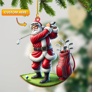 Santa Golf Christmas Ornament, Personalized Ornament