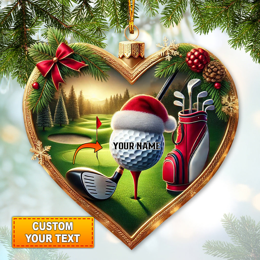 Custom Ornament, The Heart Of Golf Ball Ornament, Christmas Decor