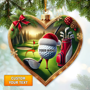 Custom Ornament, The Heart Of Golf Ball Ornament, Christmas Decor