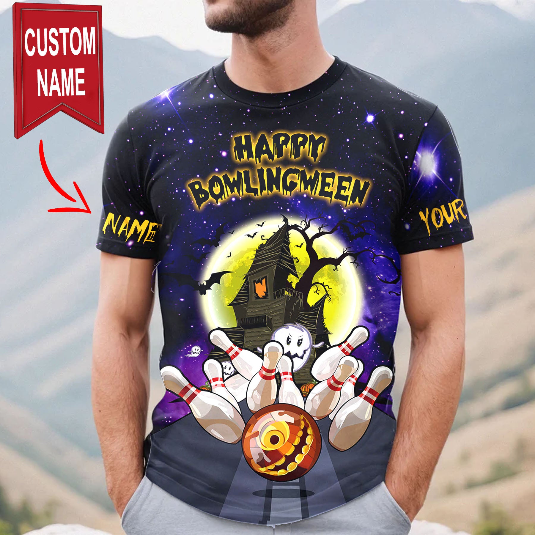 Happy Bowlingween - Custom Name - Personalized Halloween 3D Shirt, Halloween Gift, Bowling Lover