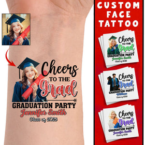 Graduation Tattoo Gift Custom Photo And Text Temporary Tattoo, Personalized Tattoo, Fake Tattoo