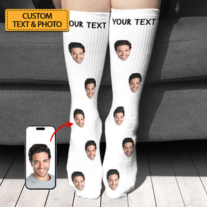 Custom Photo Socks With Your Text, Personalized Christmas Socks, Christmas Gifts For Family