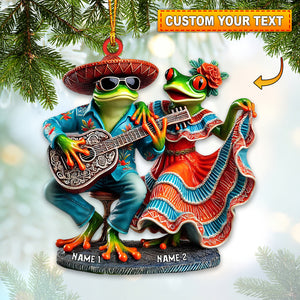 A Couple Mexican Frog Home Decor Christmas Ornament, Personalized Ornament