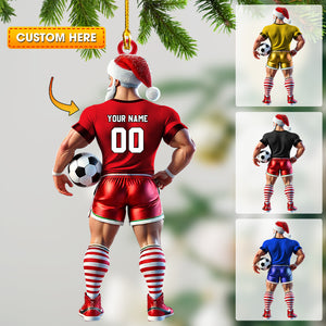 Soccer Santa Christmas Ornament, Personalized Ornament