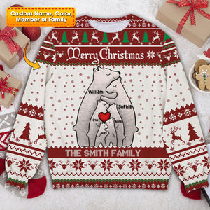 Christmas Bear Family - Personalized Woolen Sweater - Xmas Gift