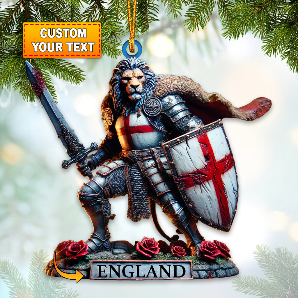 England Lion Warrior Ornament, Personalized Ornament