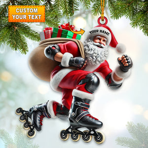 Santa Inline Skate Skating Home Decor Christmas Ornament, Personalized Ornament