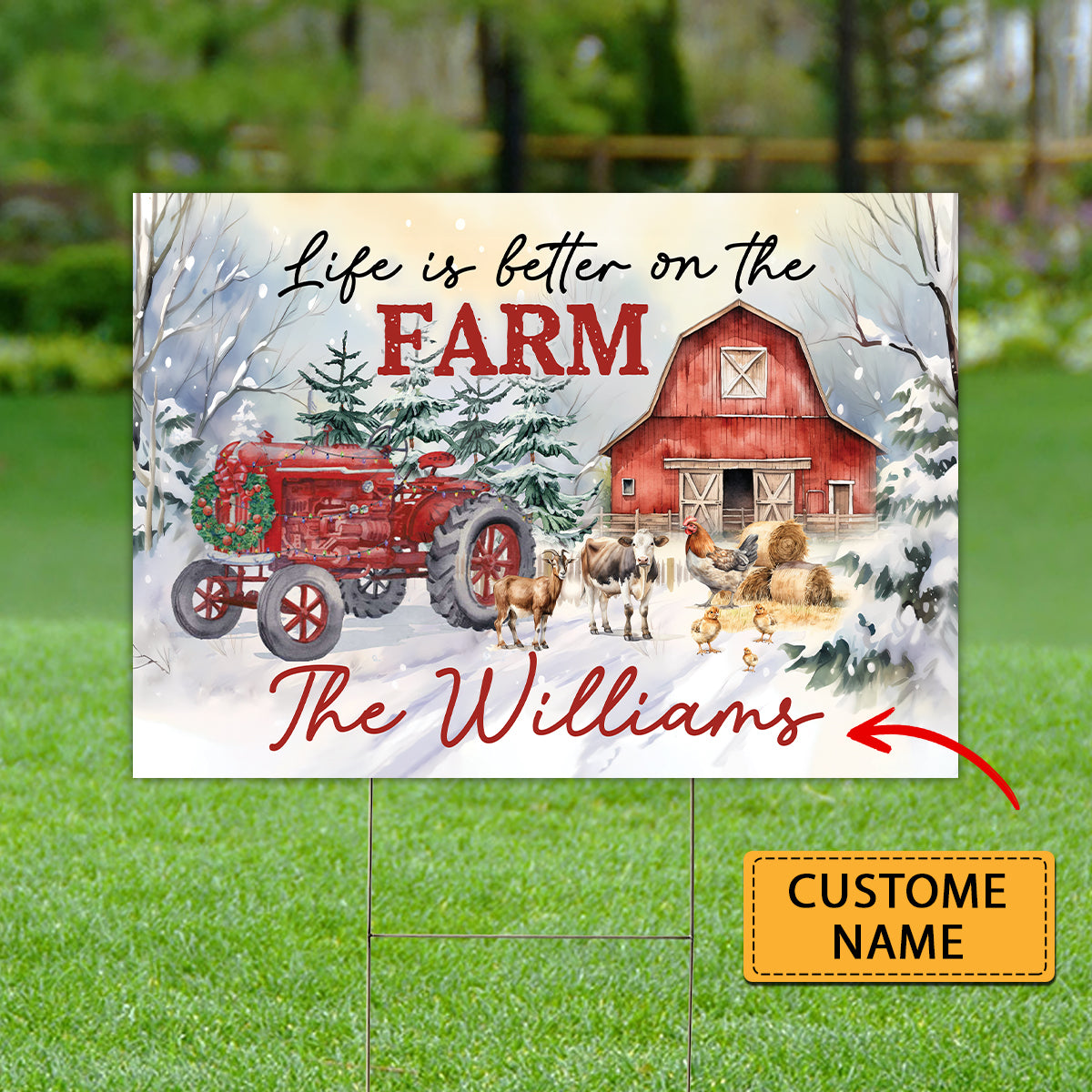 Life Is Better On The Farm - Personalized Family Name Lawn Sign, Yard Sign, Gift For Family