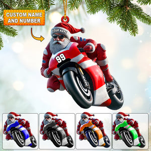 Santa Motobike Christmas Ornament, Personalized Ornament