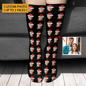 Custom Photo Socks, Personalized Black Socks, Christmas Gifts For Family