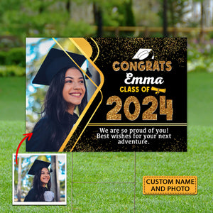 Congrats Class Of 2024, Custom Name And Photo, Personalized Lawn Sign, Yard Sign, Gift For Graduation