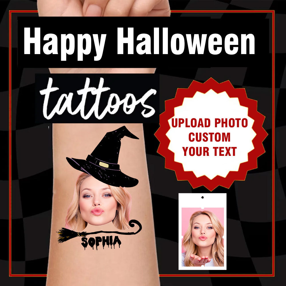 Witch Broom, Custom Photo Temporary Tattoo, Personalized Tattoo, Fake Tattoo