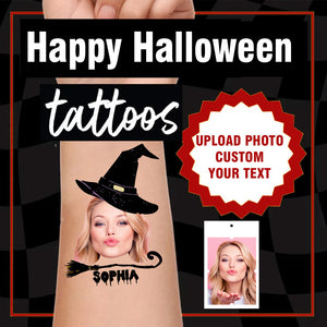 Witch Broom, Custom Photo Temporary Tattoo, Personalized Tattoo, Fake Tattoo