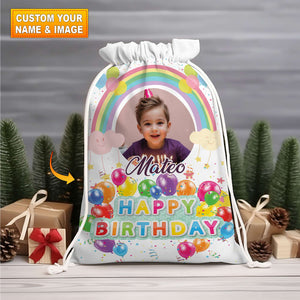 Happy Birthday Balloon Design Bag Personalized Christmas String Bag